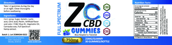 Gummies 750mg - Blue Raspberry - Image 2